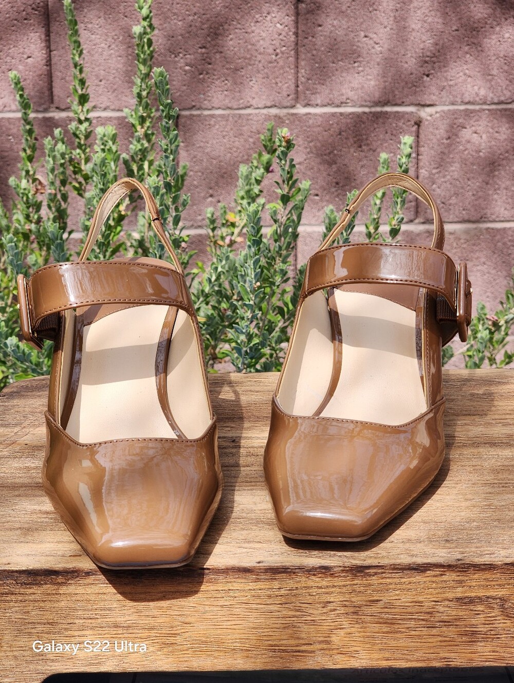 Alex Marie Women's Leighten Brown Patent Square Toe Slingback Pumps Size 9.5 - Picture 6 of 9